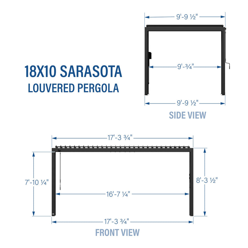 18x10 Sarasota Steel Louvered Pergola