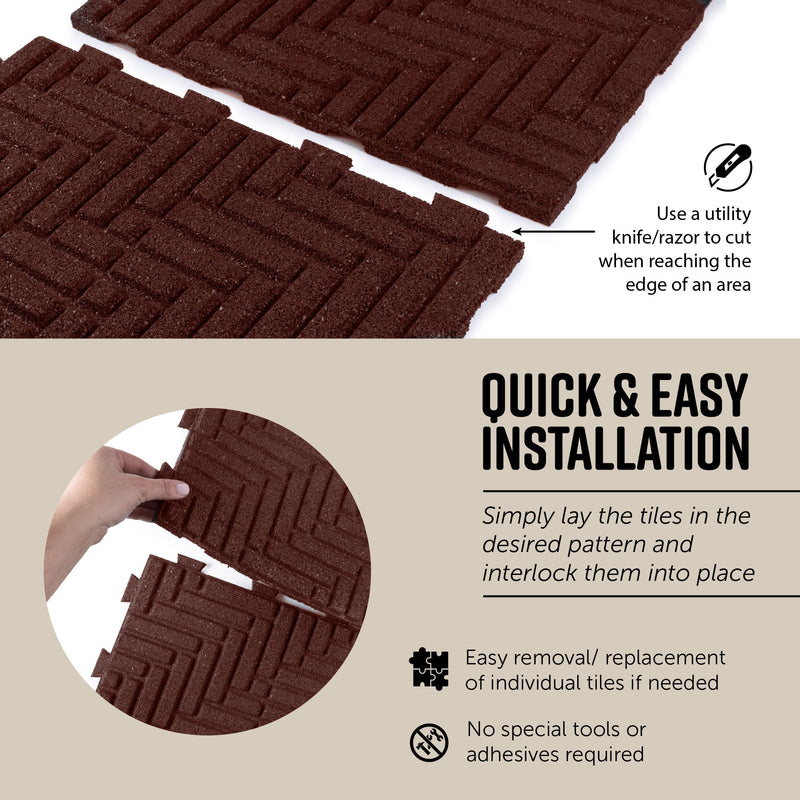 Herringbone Interlocking Rubber Paver Tile