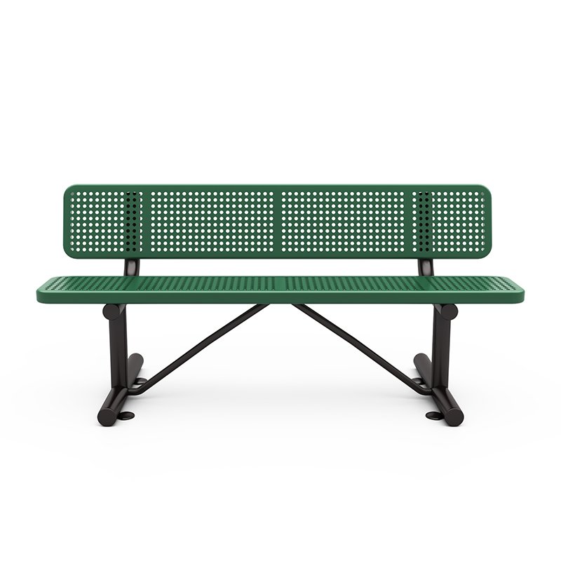 6′ Bench W/Back Perforated Pattern