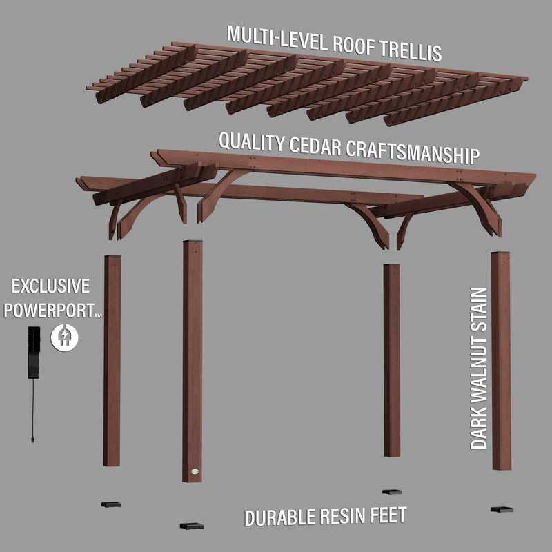 14x10 Somerville Pergola - Walnut Stain
