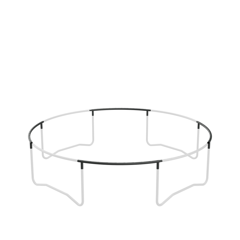 Top rail with leg sockets for ACON Air Trampoline